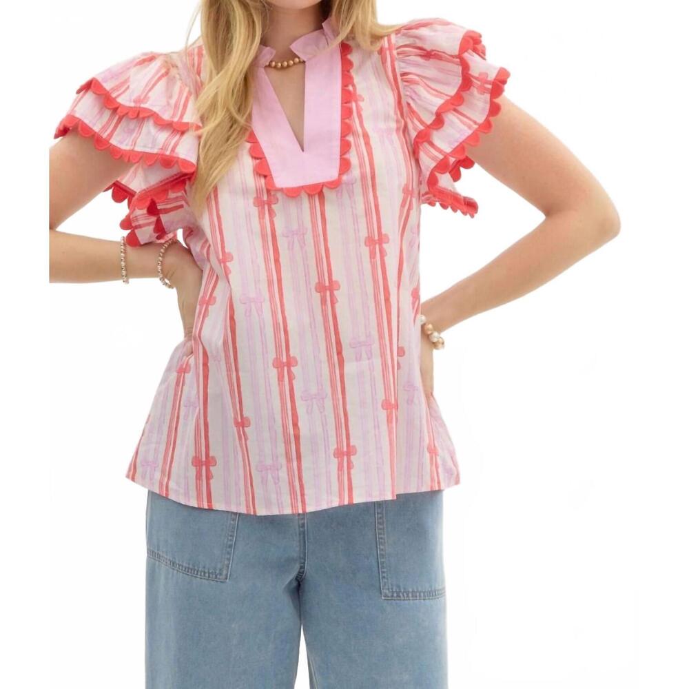 NEW 1 THE WOMAN bella bow top in pink